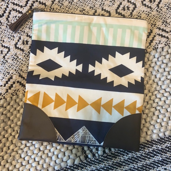 Boho aztec fold over clutch